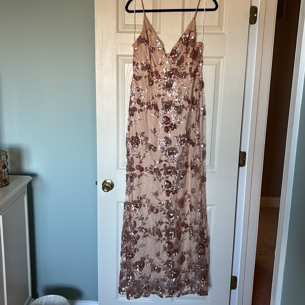 Lulu’s Shine Language Rose Gold Sequin Mermaid Maxi Dress XL